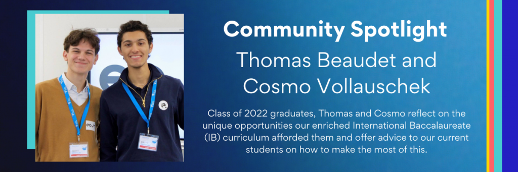 Two Class of 2022 graduate, Thomas and Cosmo, reflect on student agency and the opportunities offered by Halcyon